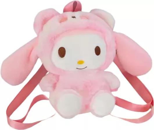 Παιδική Τσάντα Βόλτας Πλάτης Sanrio Kuromi Hello Kitty Λούτρινη Ροζ