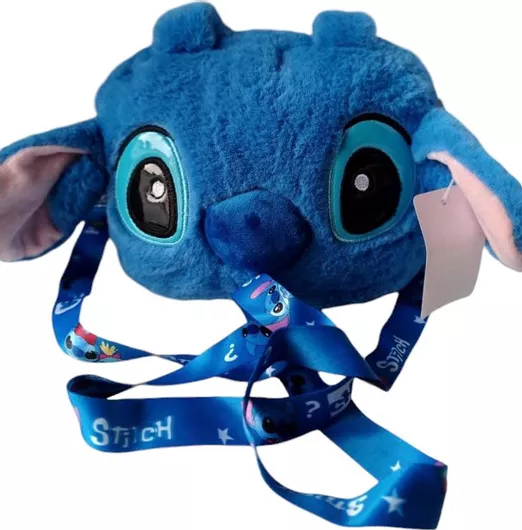 Παιδική Τσάντα Βόλτας Ώμου/Χιαστί Stitch Λούτρινη Μπλε