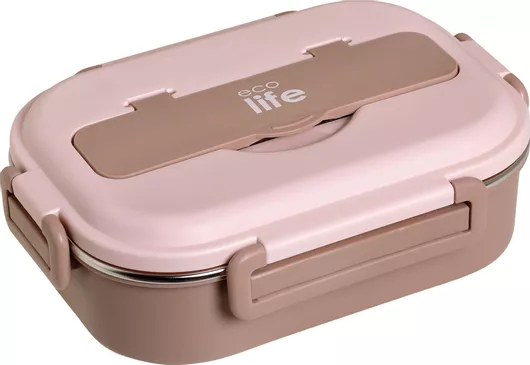 Δοχείο Φαγητού Ecolife Πλαστικό Κατάλληλο για Φούρνο Μικροκυμάτων 1000ml Ροζ