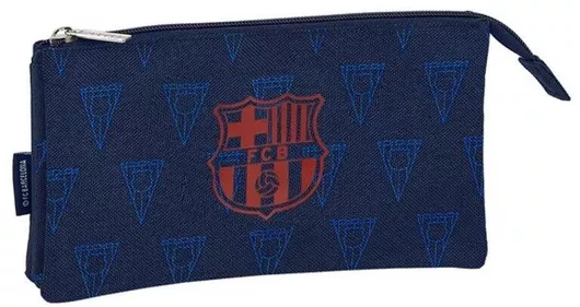 Σχολική Κασετίνα F.C. Barcelona Τετράγωνη με 1 Θήκη Μπλε