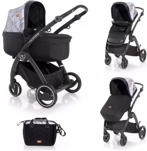 Καρότσι Μωρού Lorelli California 2 σε 1 με Καλαθούνα & Τσάντα Αλλαξιέρα Γκρι
