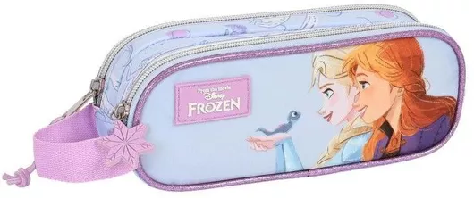 Σχολική Κασετίνα Frozen Believe Οβάλ με 2 Θήκες Λιλά