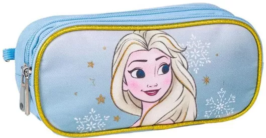 Σχολική Κασετίνα Frozen Οβάλ με 2 Θήκες Μπλε