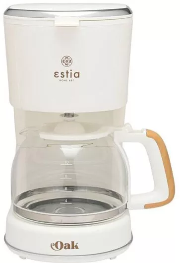 Καφετιέρα Φίλτρου Estia Oak 06-18924 Πλαστικό 900W με Γυάλινη Κανάτα 1.2lt Λευκό