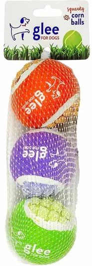 Παιχνίδι Σκύλου Glee Squeaky Corn Ball 6cm 3τμχ Πολύχρωμο