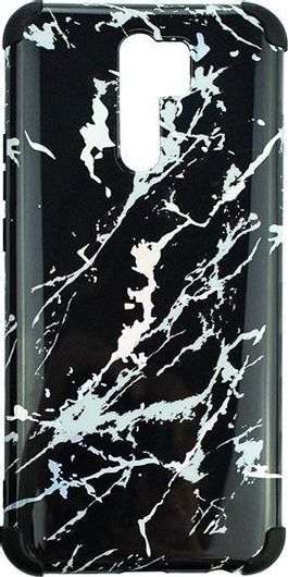 Xiaomi Redmi 9 Θήκη σιλικόνης TPU Μάρμαρο και Holographic - Μαύρο και Λευκό