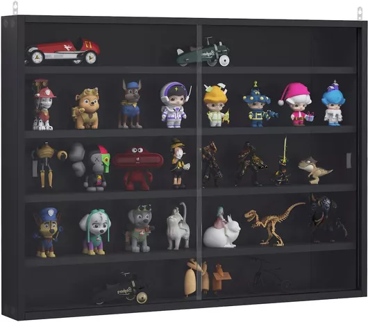 Βιτρίνα Σαλονιού Κρεμαστή από Μοριοσανίδα με Τζάμι 80x9.5x60cm Μαύρο