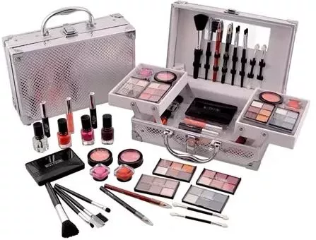 Βαλιτσάκι μακιγιάζ Μissyoung Make up για Πρόσωπο & Μάτια & Χείλη Σετ 45τμχ Ασημί