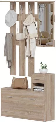 Έπιπλο Χωλ HomeMarkt HM2473.01 με Κρεμάστρα/Παπουτσοθήκη/Καθρέπτη 90x24x190cm Μπεζ