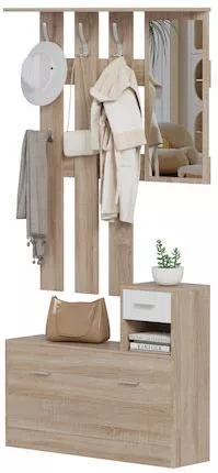 Έπιπλο Χωλ HomeMarkt HM2473.04 με Κρεμάστρα/Παπουτσοθήκη/Καθρέπτη 90x24x190cm Λευκό