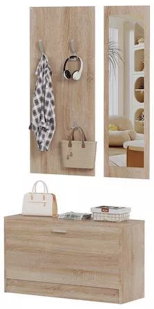 Έπιπλο Χωλ HomeMarkt HM2476.01 με Κρεμάστρα/Παπουτσοθήκη/Καθρέπτη 80x27x190cm Μπεζ