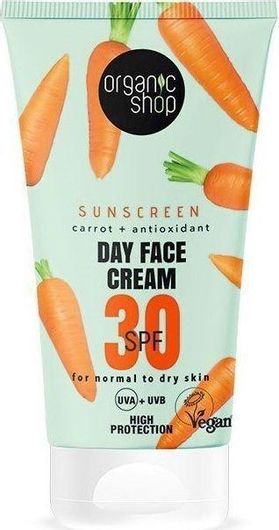 Organic Shop Carrot Αντηλιακή Κρέμα Προσώπου SPF30 50ml