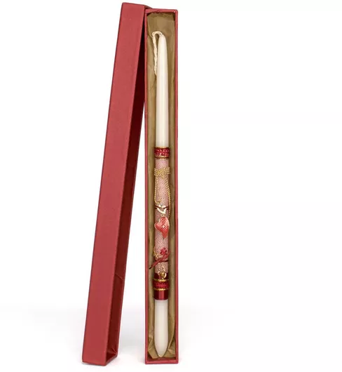 Πασχαλινή Λαμπάδα Dimiourgies Geralis Στρογγυλό με Στολίδι Καρδιά Κόκκινο/Εκρού