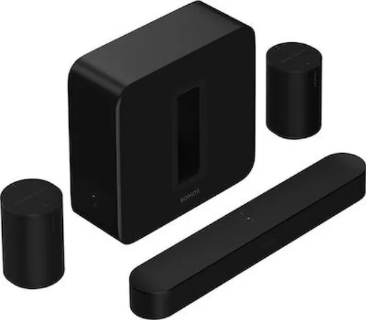 Σετ Ηχείων Home Cinema Sonos 5.1 Premium Immersive Set Beam Gen2 + 2xEra 100 + SUB Μαύρο 