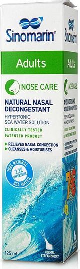 Sinomarin Adults Nose Care Υπέρτονο Ρινικό Σπρέι με Θαλασσινό Νερό για Όλη την Οικογένεια 125ml