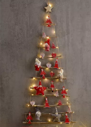 Διακοσμητικό ξύλινο κρεμαστό δέντρο φυσικό χρώμα 90x40 εκ.