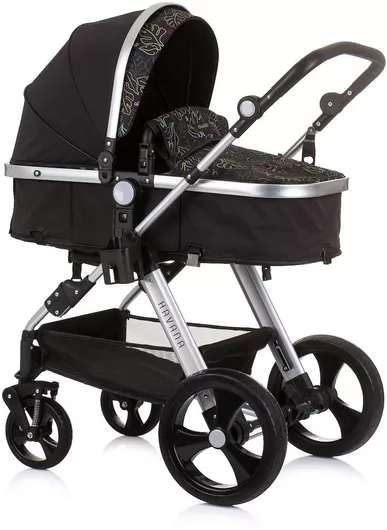 Καρότσι Μωρού Chipolino Havana Ρυθμιζόμενο 2 σε 1 Obsidian/Leaves