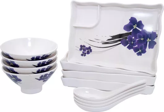 Σερβίτσιο Funyaki από Πορσελάνη 12τμχ Λευκό-Μπλε