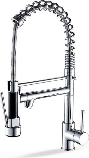 Μπαταρία Κουζίνας Acquanet Pro Ψηλή Πάγκου με Σπιράλ Ασημί