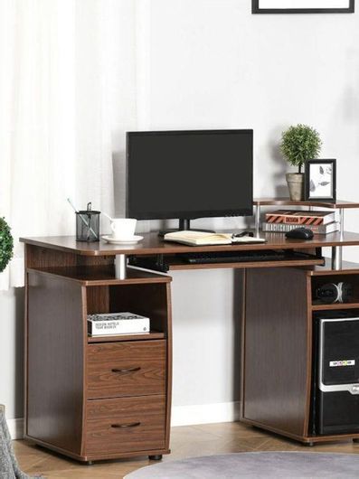 Γραφείο HomCom Υπολογιστή Ξύλινο Σκούρο Καφέ 120x55x85cm