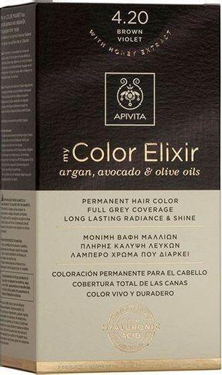 Μόνιμη Βαφή Μαλλιών Apivita My Color Elixir Χωρίς Αμμωνία 4.20 Καστανό Βιολετί 125ml