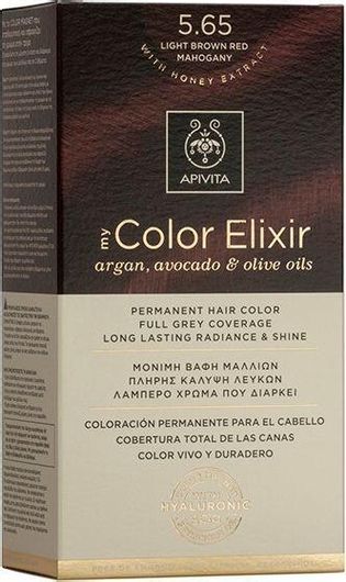 Μόνιμη Βαφή Μαλλιών Apivita My Color Elixir Χωρίς Αμμωνία 5.65 Καστανό Ανοιχτό Κόκκινο Μαονί 125ml
