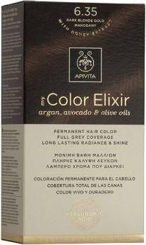 Μόνιμη Βαφή Μαλλιών Apivita My Color Elixir Χωρίς Αμμωνία 6.35 Ξανθό Σκούρο Μελί Μαονί 125ml