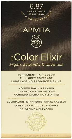 Μόνιμη Βαφή Μαλλιών Apivita My Color Elixir Χωρίς Αμμωνία 6.87 Ξανθό Σκούρο Περλέ 125ml
