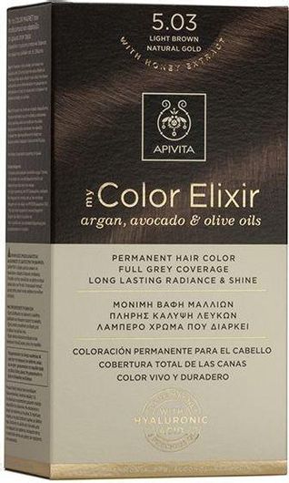 Μόνιμη Βαφή Μαλλιών Apivita My Color Elixir Χωρίς Αμμωνία 5.03 Καστανό Ανοιχτό Φυσικό Μελί 125ml