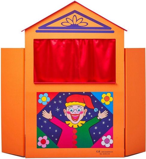 Κουκλοθέατρο Ξύλινο Παιδικό Αρλεκίνος Πορτοκαλί 001 για 3+ Ετών