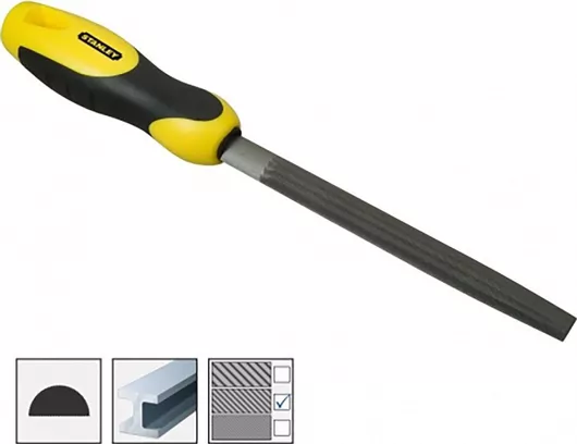 Λίμα Stanley 0-22-456 Μετάλλου 200mm Ημιστρόγγυλη με Λαβή (Μεσαίο Δόντι)