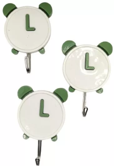 Αυτοκόλλητη κρεμάστρα σε σχήμα ρολόι λευκό-πράσινο 3 τεμάχια 8682-k