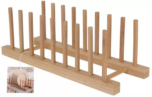 Πιατοθήκη Ντουλαπιού Ξύλινη 12x34x12.5cm Μπεζ