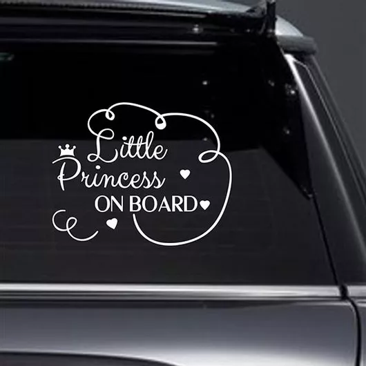 Σήμα Baby on Board Αυτοκόλλητο Little Princess Λευκό