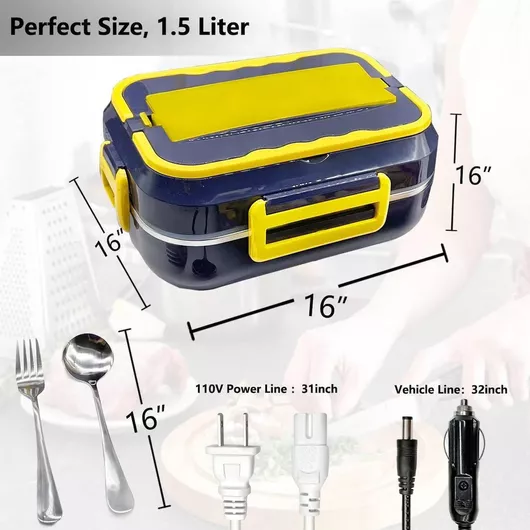 Δοχείο Φαγητού Bento Θερμενομενο Ηλεκτρικό Inox Κατάλληλο για Φούρνο Μικροκυμάτων Μπλε