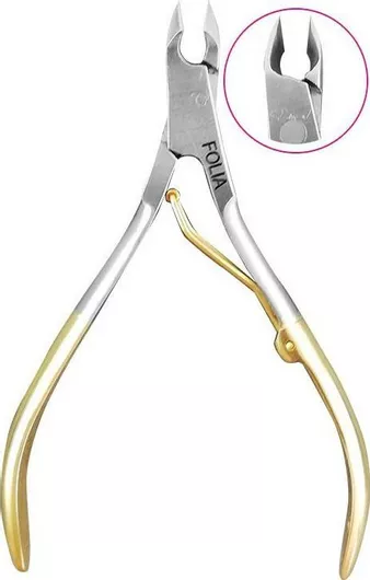 Folia Professional Πενσάκι Επωνυχίων Inox Ενός Ελατηρίου με Xρυσή Λαβή με Πάχος Λεπίδας 5mm