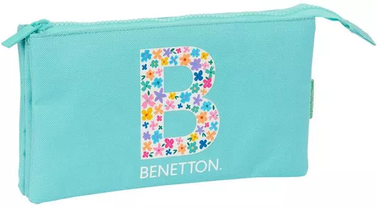 Κασετίνα Τριπλή Benetton Letter Πράσινο 22 X 12 X 3 Cm