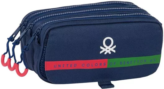 Κασετίνα Τριπλή Benetton Italy Ναυτικό Μπλε 21,5 X 10 X 8 Cm