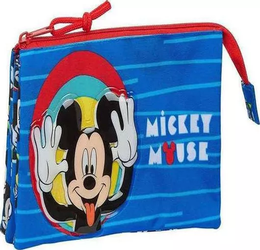 Κασετίνα Mickey Mouse Clubhouse Mickey Mouse με 3 Θήκες σε Μπλε χρώμα