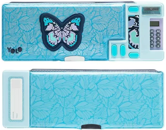 Κασετίνα Retro Plus με Κομπιουτεράκι Butterfly Μπλε