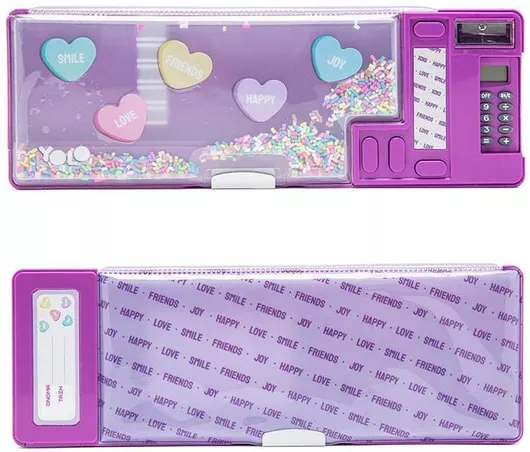 Κασετίνα Retro με κομπιουτεράκι Hearts with Sprinkles Μοβ