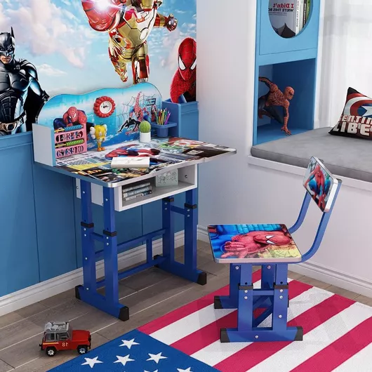 Παιδικό Γραφείο Homeone Ρυθμιζόμενο Spiderman με Αποθηκευτικό Χώρο 69x45x90cm Μπλέ