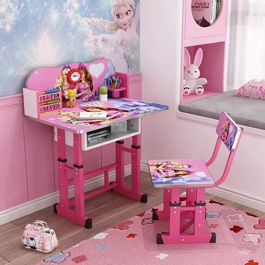 Παιδικό Γραφείο Homeone Ρυθμιζόμενο Βarbie με Αποθηκευτικό Χώρο 69x45x90cm Ροζ