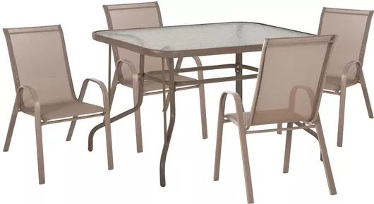 Σετ Τραπεζαρίας Εξωτερικού Χώρου HomeMarkt LeonΜεταλλικό Εκρού 5τμχ 