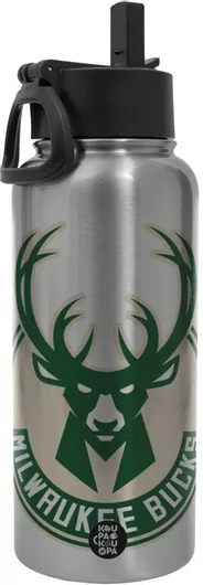 Θερμός koupakoupa Milwaukee Bucks Μπουκάλι Ανοξείδωτο με Καλαμάκι Διπλό Τοίχωμα 950ml Ασημί