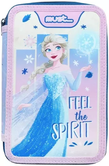 Κασετίνα Must Τριπλή Γεμάτη 12x6x19.5cm Frozen Feel The Spirit Πολύχρωμο