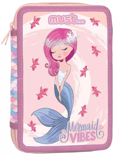 Κασετίνα Must Τριπλή Γεμάτη 12x6x19.5cm Mermaid Vibes Πολύχρωμο
