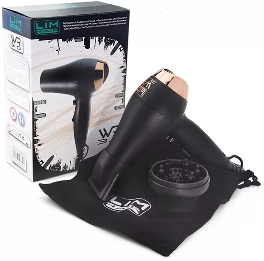 Πιστολάκι Μαλλιών Lim Hair WR 3.O Black-Rose Gold Ταξιδίου με Φυσούνα 1200W Μαύρο