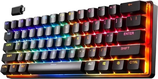 Gaming Πληκτρολόγιο SteelSeries Apex Pro Mini Μηχανικό Ασύρματο 60% Αγγλικό US 64842 Μαύρο