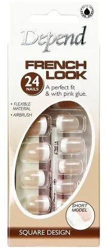 Tips Νυχιών Depend French Look Κοντό Σχήμα Σετ 24τμχ Beige